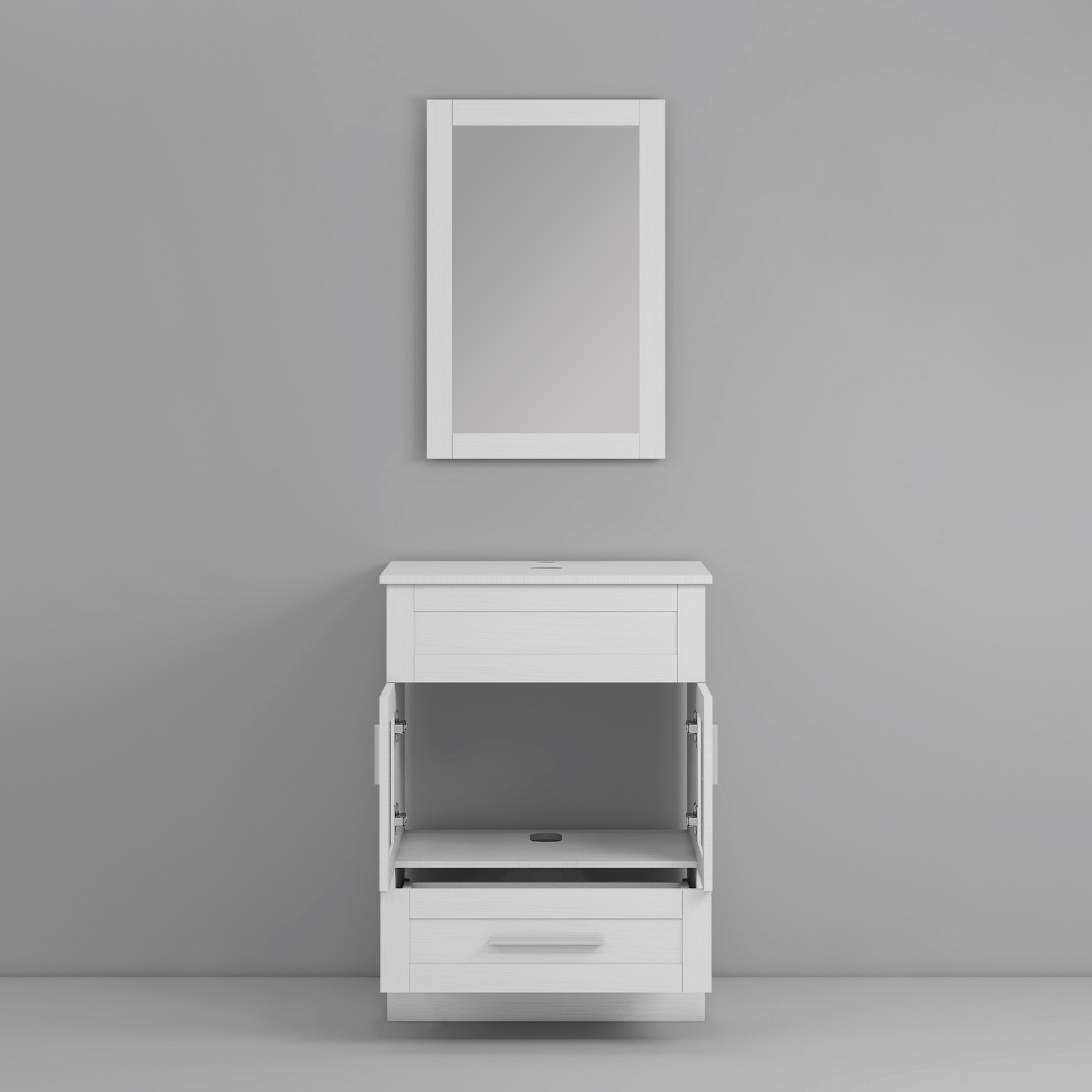 24″Bathroom Vanity All in One, Storage Cabinet, Mirror & Drawers