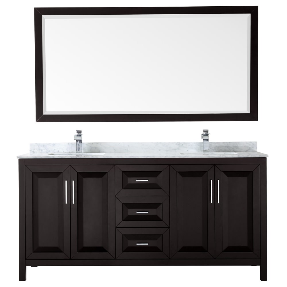 Wyndham Collection WCV252572DUNSM70 Daria 72″ – Dark Gray / White Carrara Marble