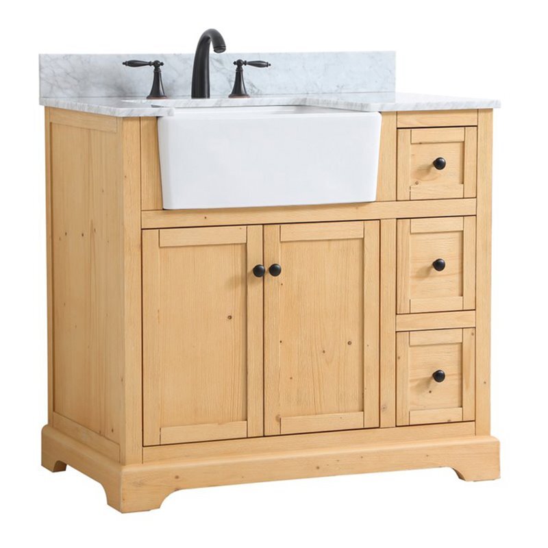 Elegant Decor Franklin 36″ Single Bathroom Vanity with Backsplash – Natural Wood