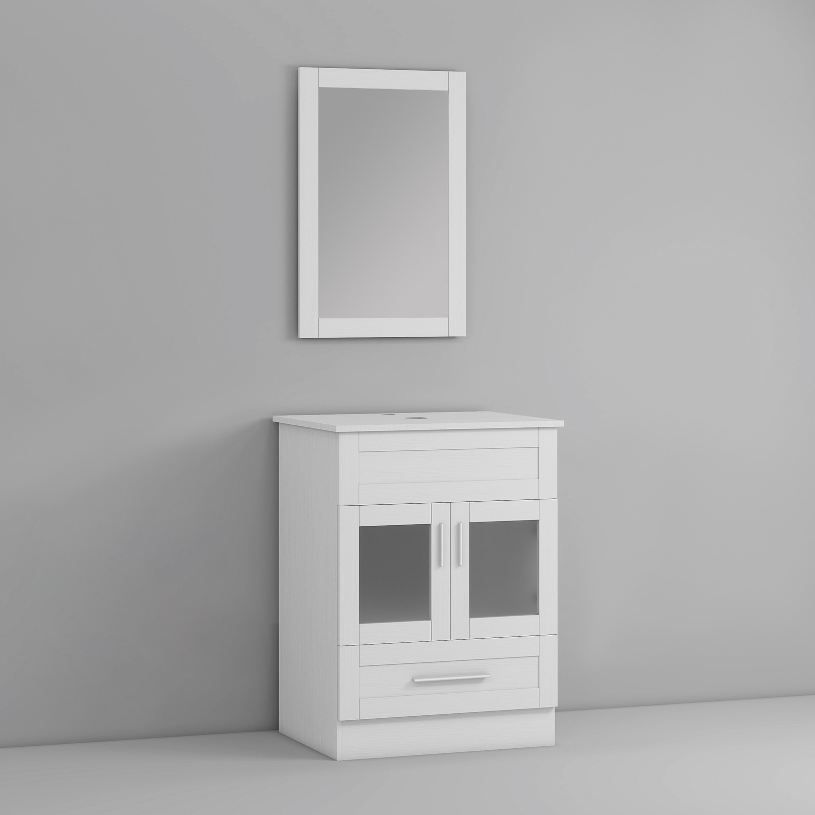 24″Bathroom Vanity All in One, Storage Cabinet, Mirror & Drawers