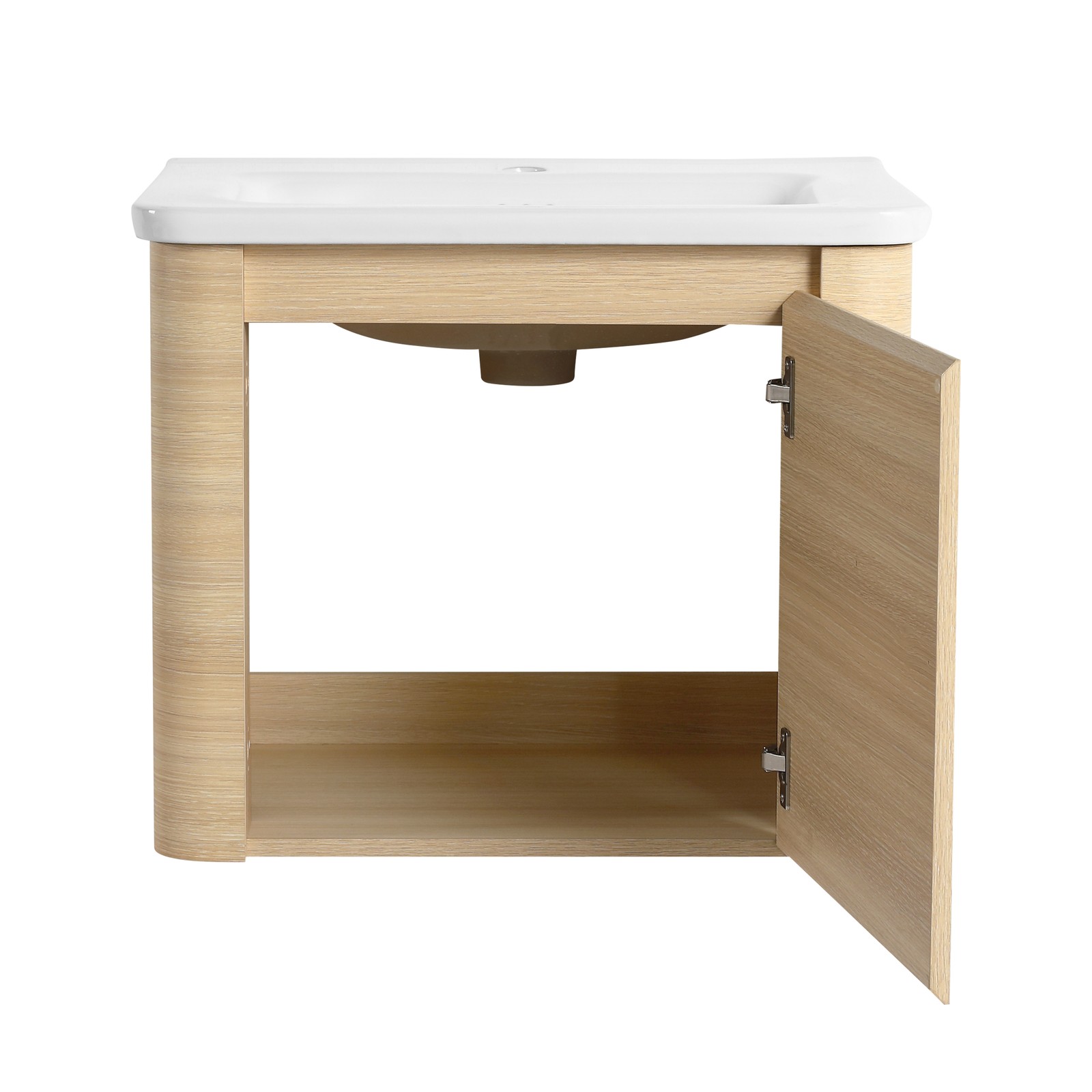 24” Plywood Wall-Mounted Bathroom Vanity Cabinet with White Ceramic Sink +Door