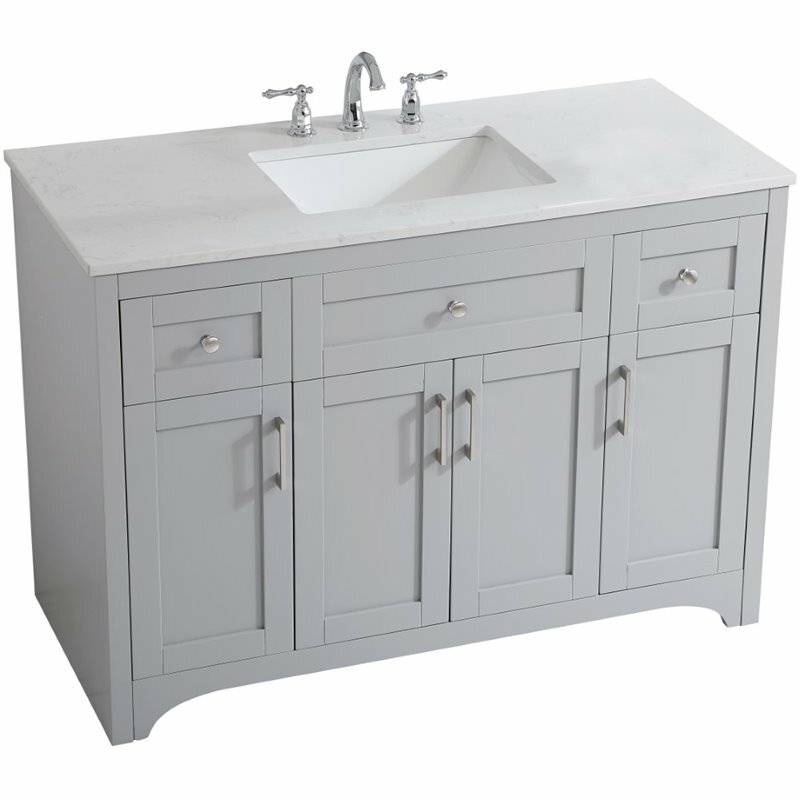 Elegant Decor Moore 48″ Single Quartz Top Bathroom Vanity in Gray