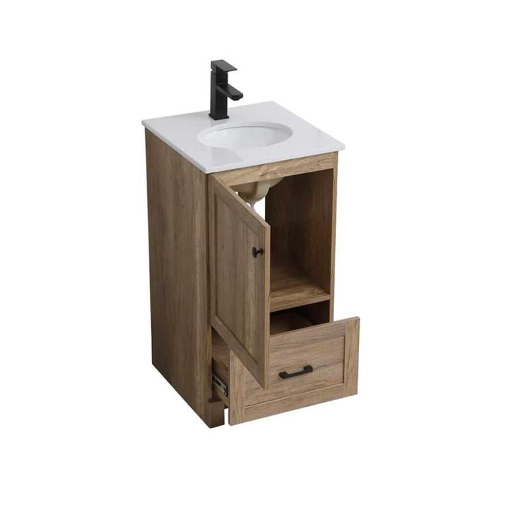 Elegant Decor Soma 18″ Steel MDF Stone Single Bathroom Vanity in Natural Oak