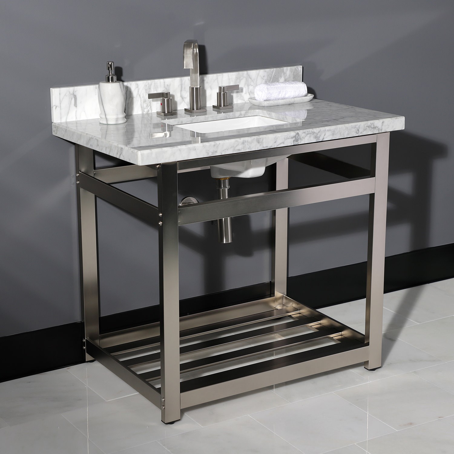 Kingston Brass KVPB3622M38SQ Templeton 36″ Marble Vanity Top – Carrara Marble