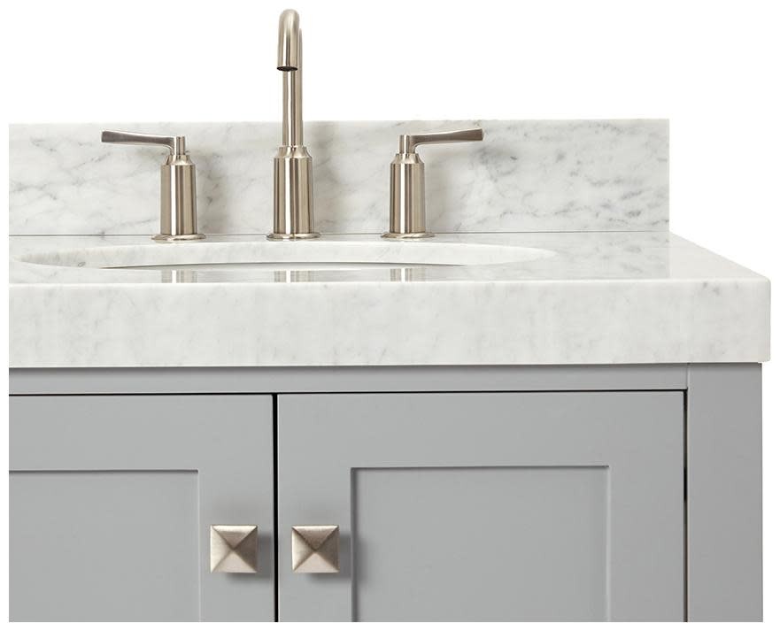Ariel A036SRCW5OVO Cambridge 36″ – White / Italian Carrara Marble Top / Brushed