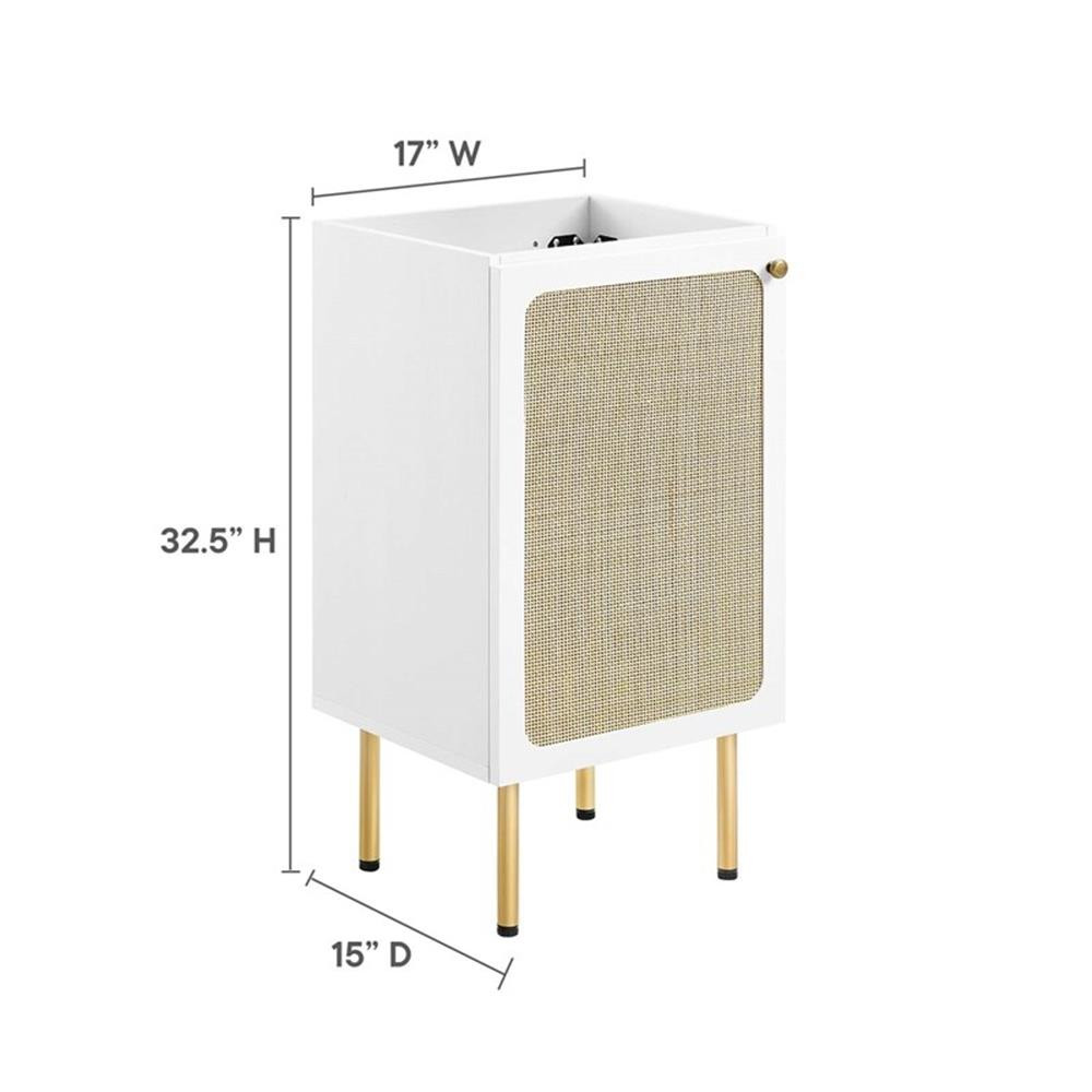 Modway Chaucer 18″ Wood & Rattan Bathroom Vanity Cabinet in White