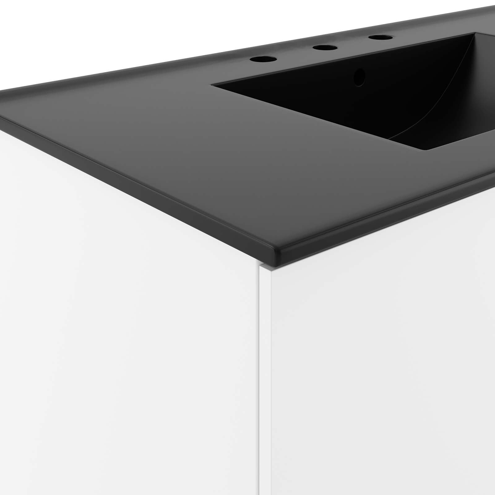 Modway Vitality 36″ Wall-Mount Bathroom Vanity in White Black