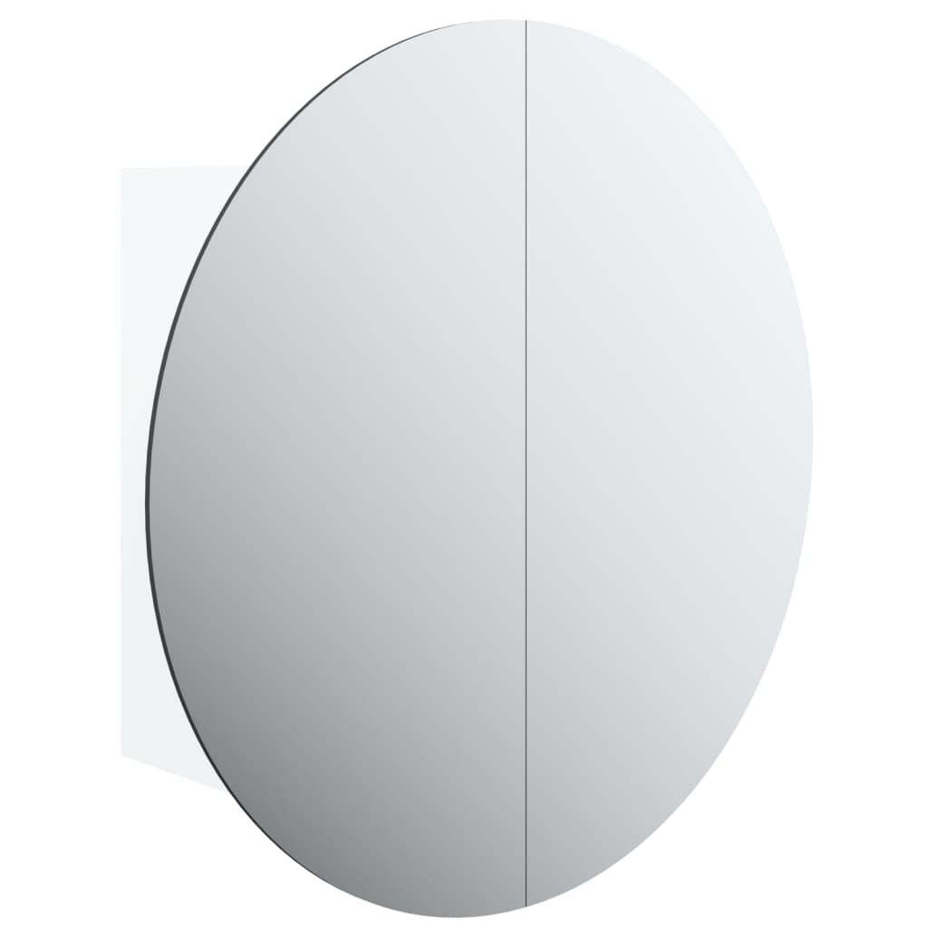 Bathroom Cabinet with Round Mirror&LED White 15.7″x15.7″x6.9″