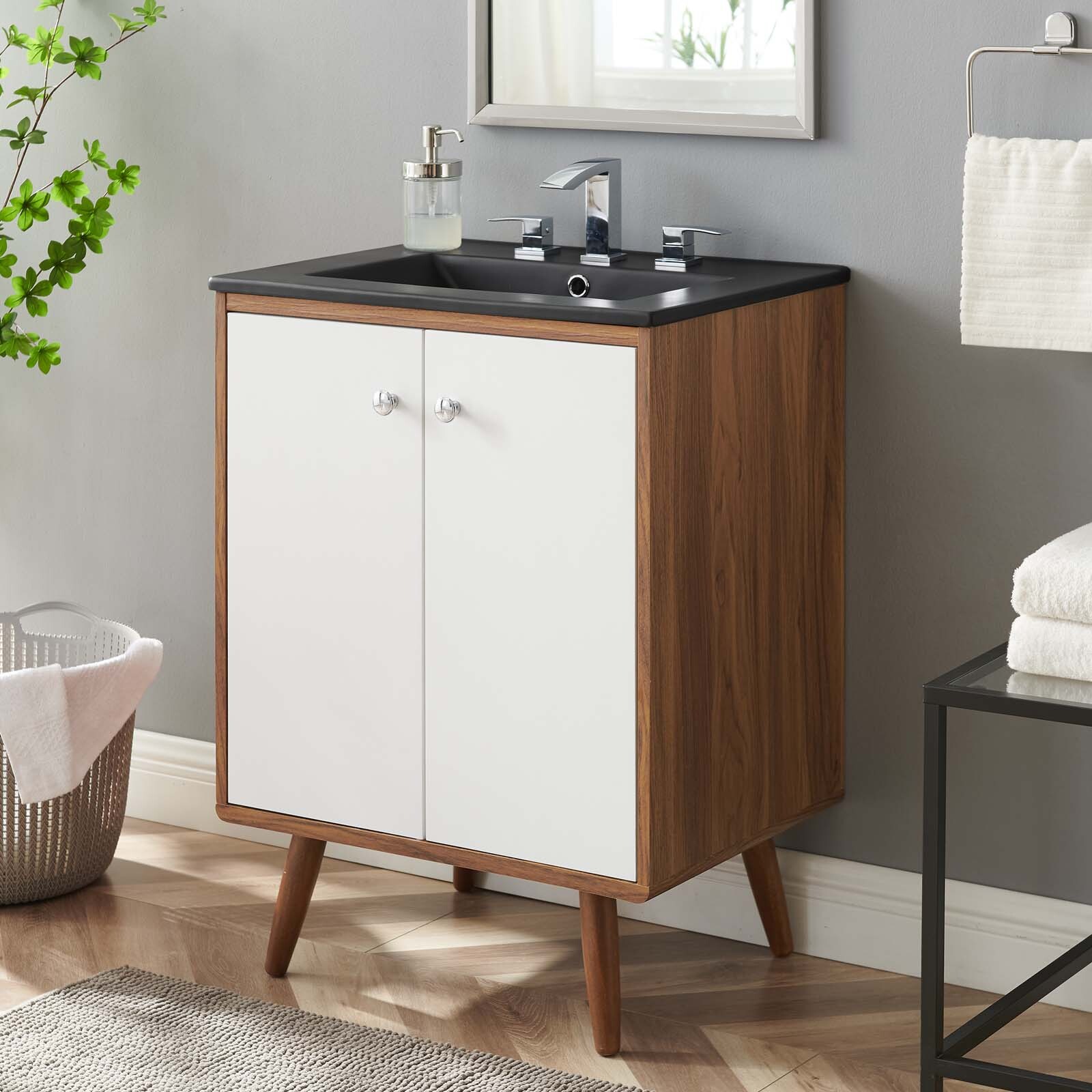 Modway Transmit 24″ Bathroom Vanity In White Black