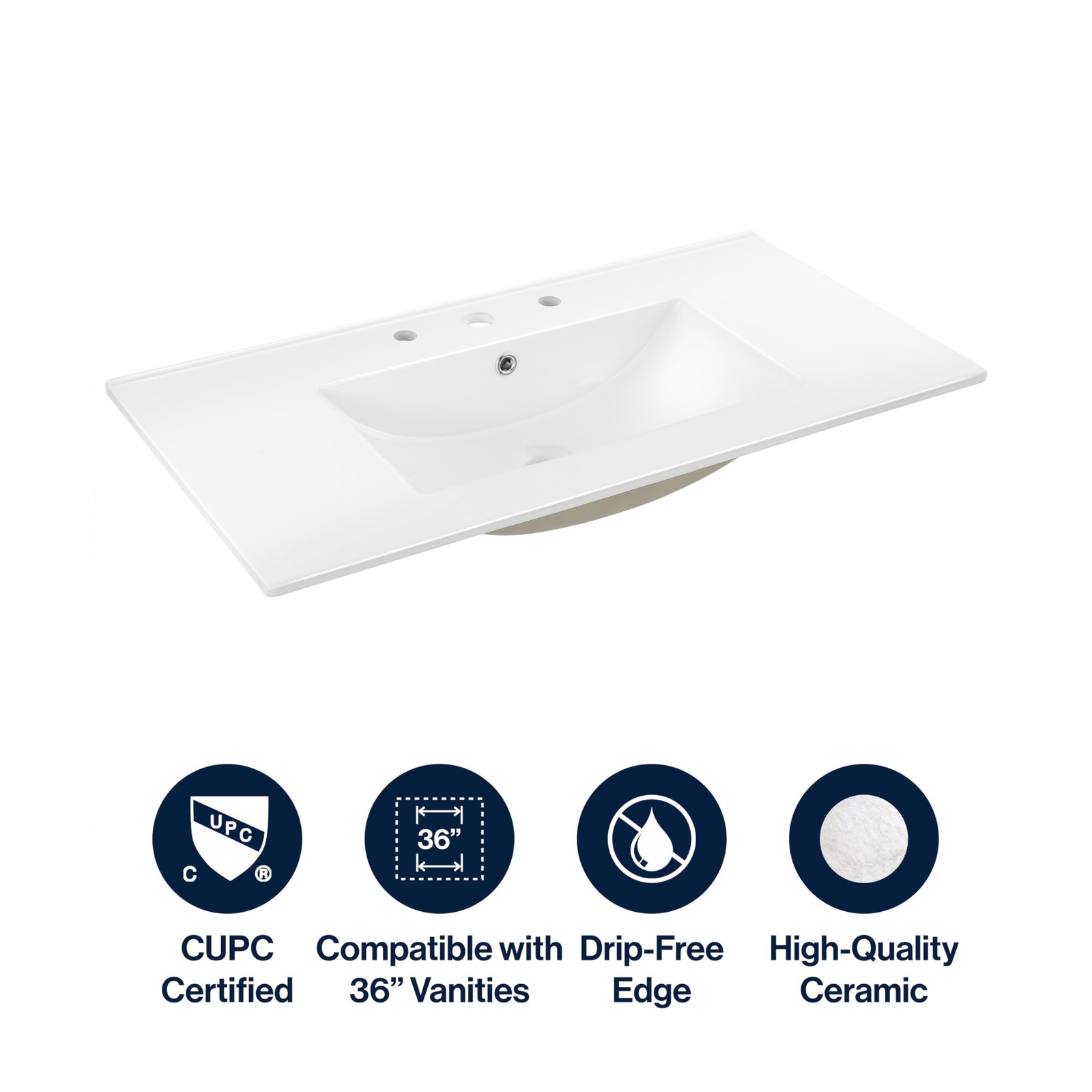 JONATHAN Y SNK1003A Ancillary 3-Hole 36 in. W x 18.25 in. D Classic Contemporary