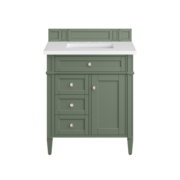 30″ James Martin Brittany 650-V30-SC-3WZ Vanity Cabinet 3 CM White Zeus Top