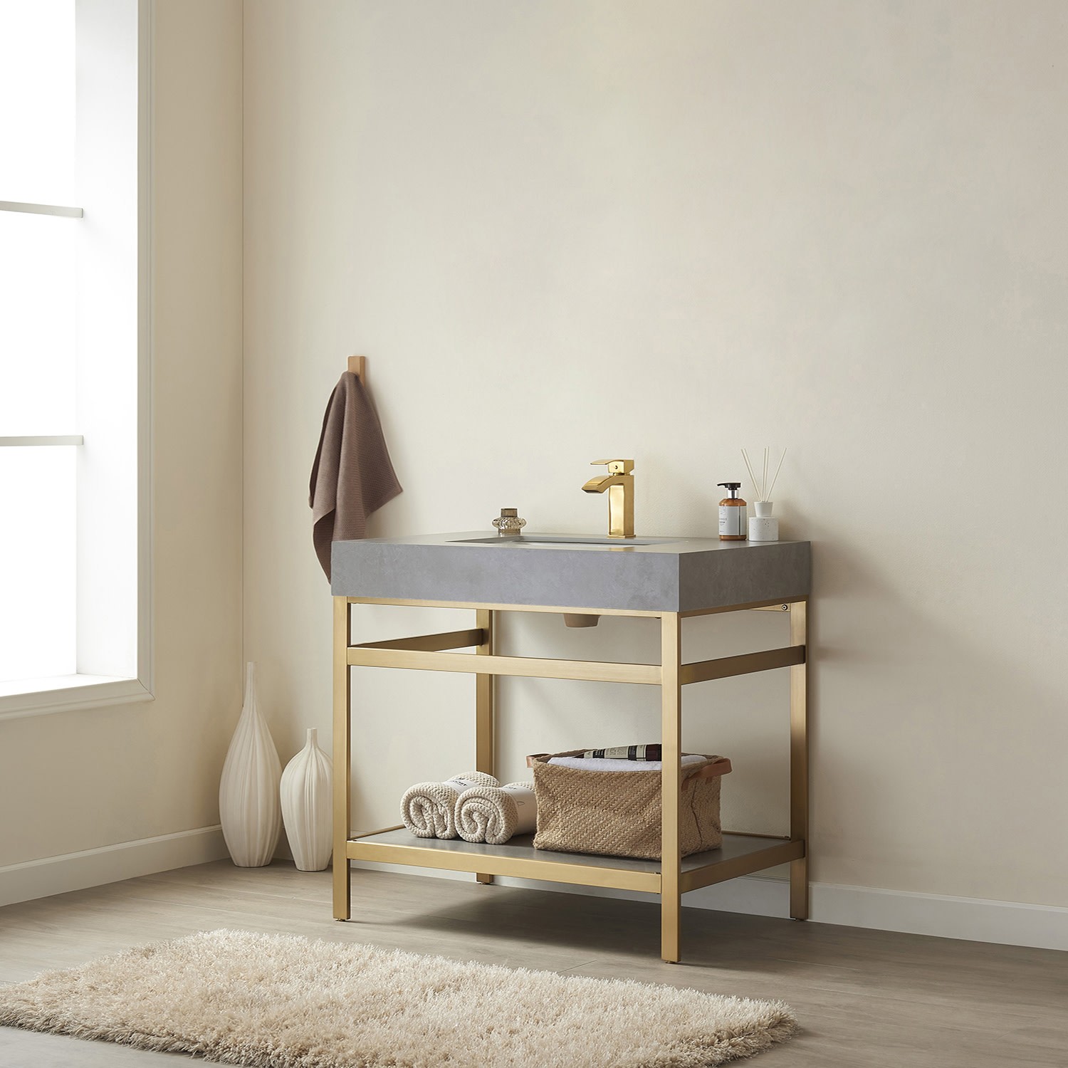 Miseno MV702536-NM Funes 36″ – Brushed Gold / White