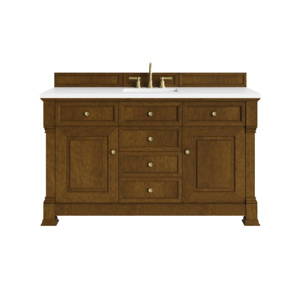 60″ James Martin Brookfield 547-V60S-HNO-3WZ Vanity Cabinet White Zeus Top