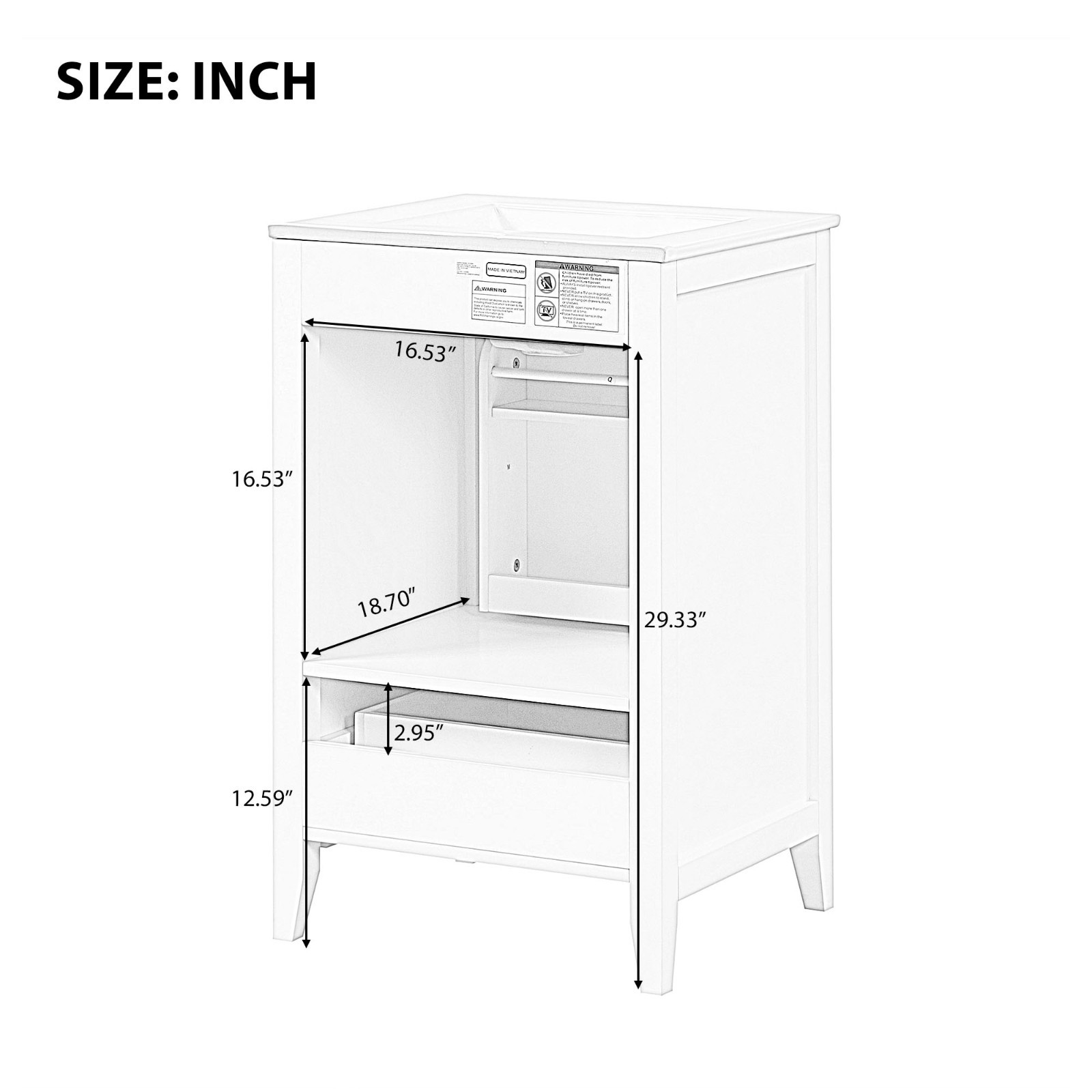 20″ Bathroom Vanity With Sink Storage Cabinet With Drawer Soft Closing Door