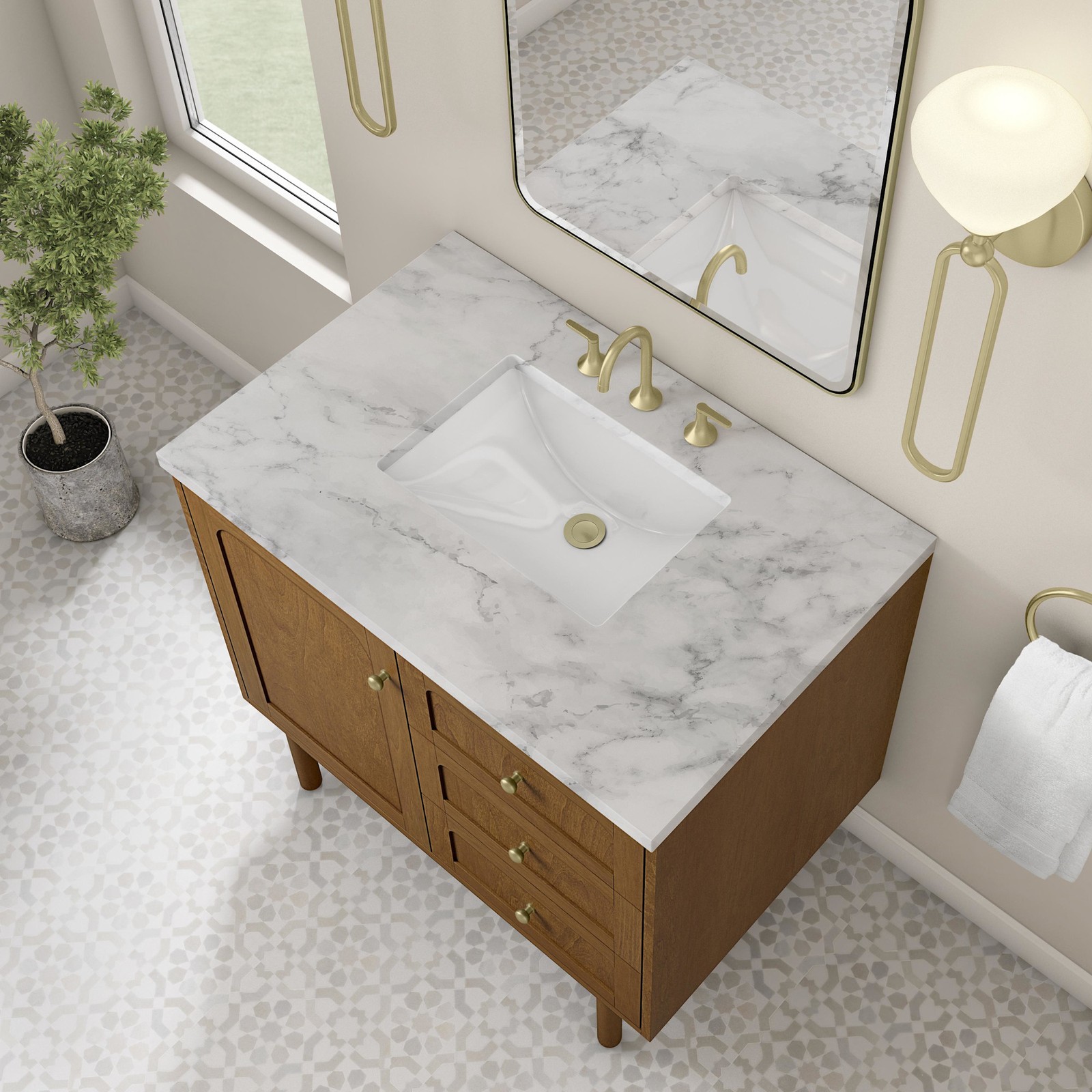 James Martin Vanities 545-V36-3CAR Laurent 36″ Single Basin – Light Natural Oak