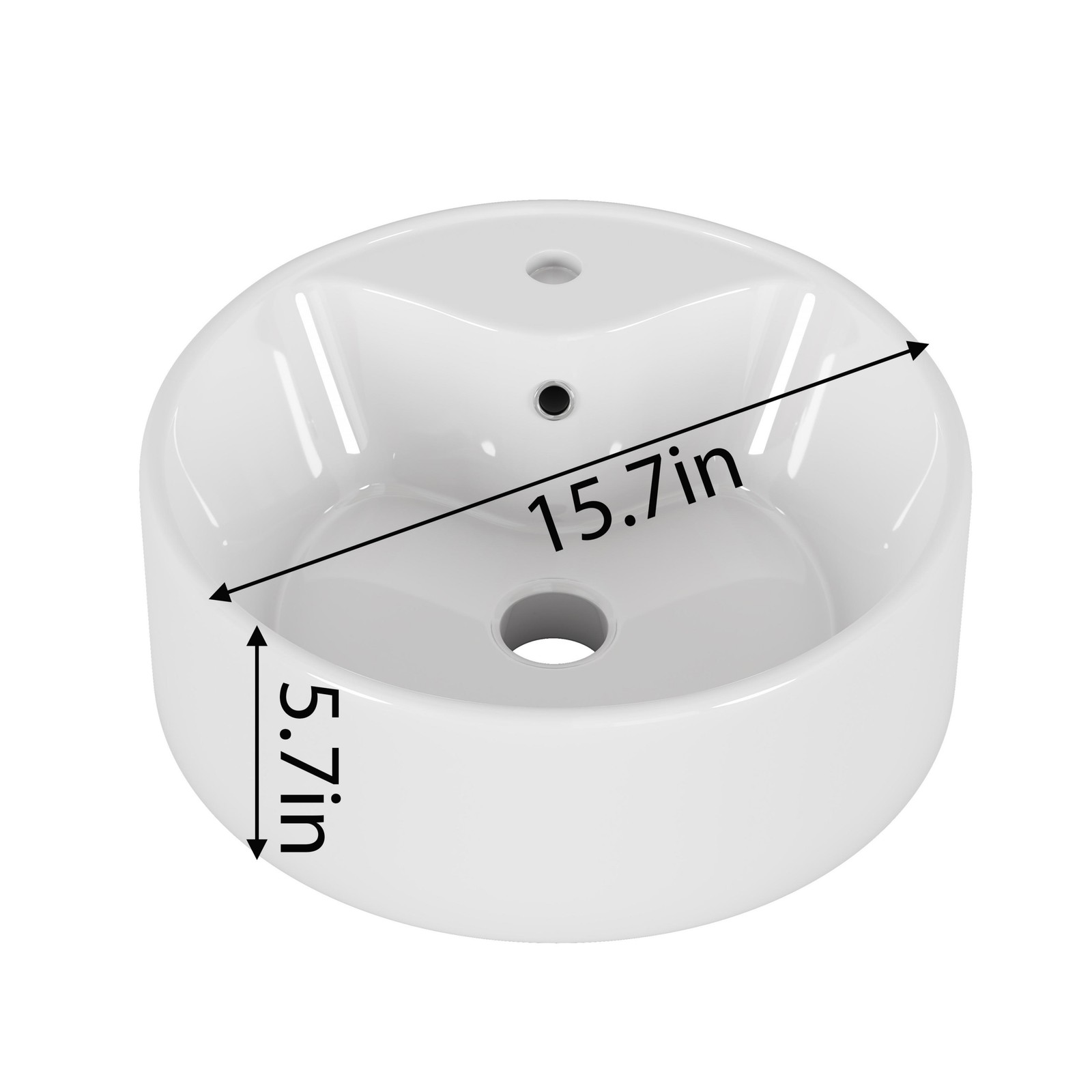 Bathroom Vessel Sink 15.7″ x 5.7″ Round Bowl Sink, Bathroom Countertop Round W