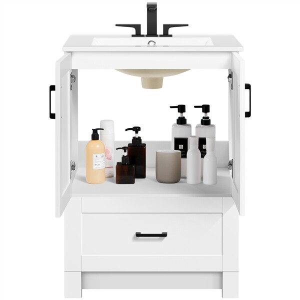 Bathroom Vanities Floor Standing with Sink Combo Set 24x19x34 Inch, White