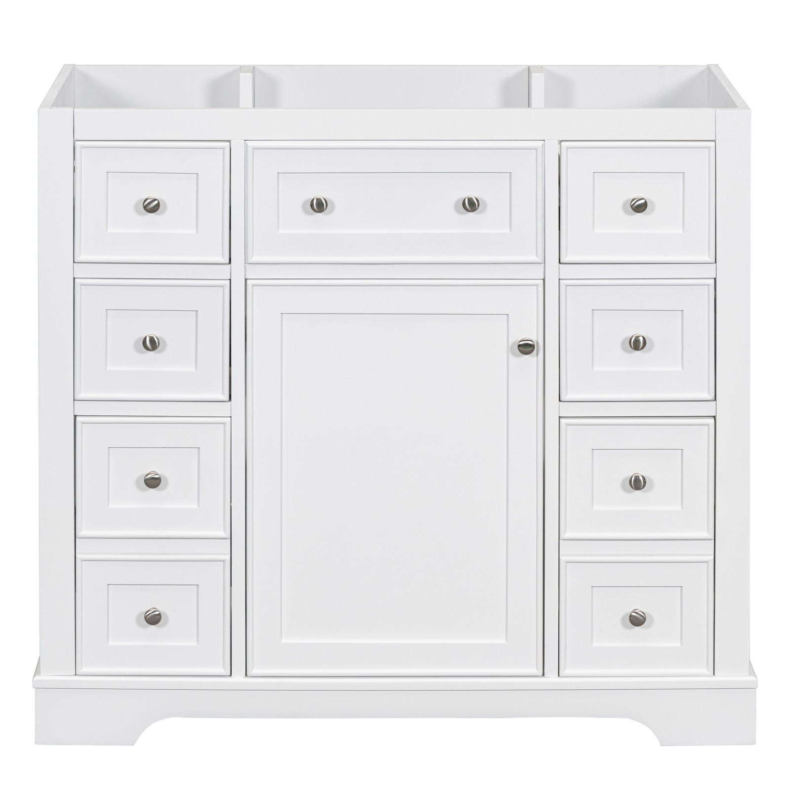 36″ White Bathroom Vanity Cabinet Base with 6 Drawers