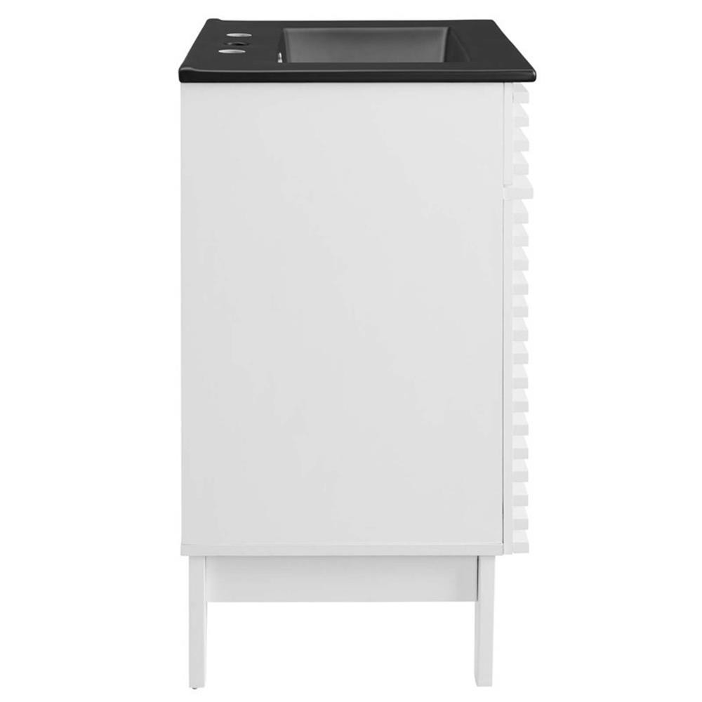 Pemberly Row 24″ Mid-Century Modern Wood Bathroom Vanity in White/Black