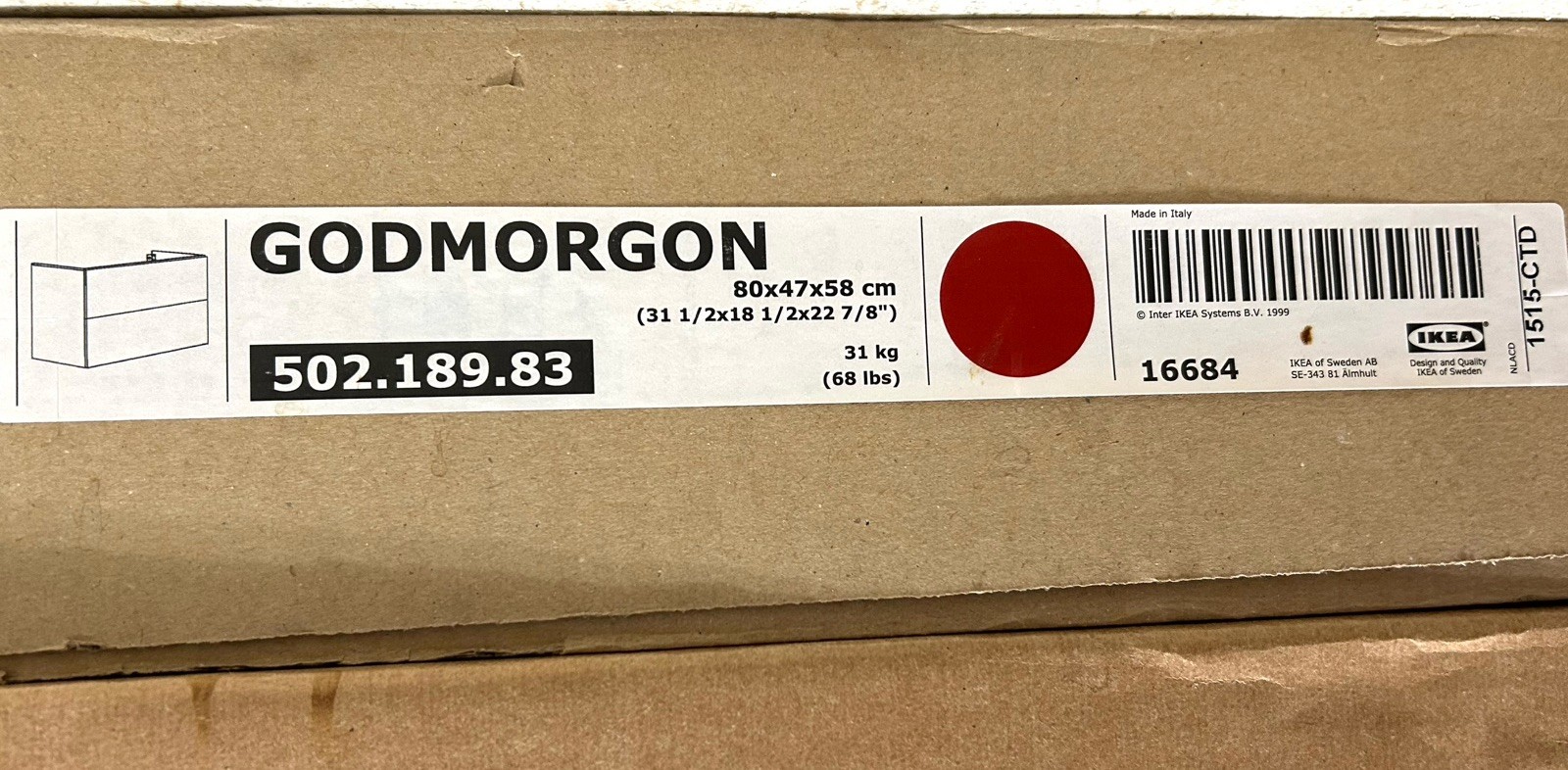 ​IKEA GODMORGON Bathroom Sink Cabinet Vanity High Gloss Red 502.189.83 with Top