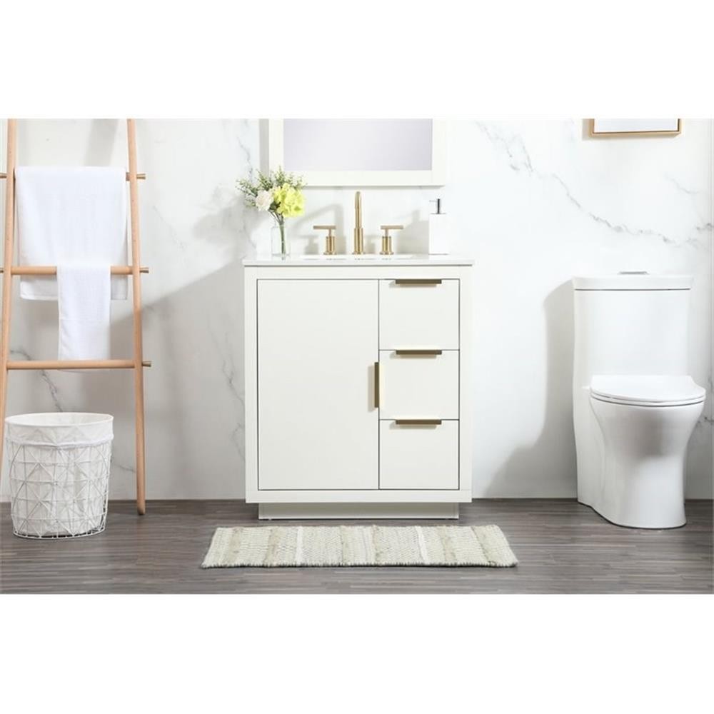 Elegant Decor Blake 30″ Aluminum Alloy MDF Single Bathroom Vanity in White