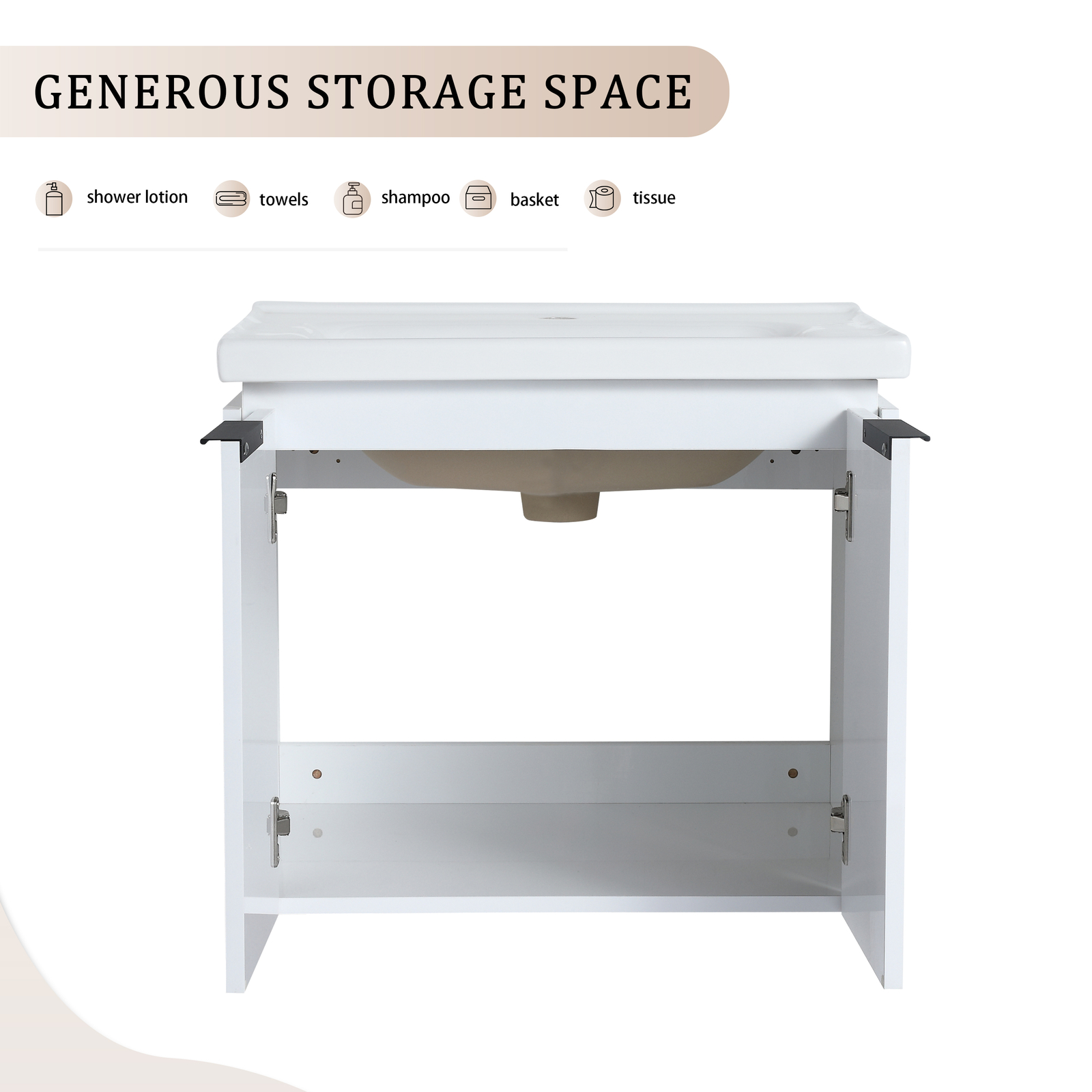 24 Inch Wall Mounted Bathroom Vanity Cabinet with Sink For Small Bathroom White