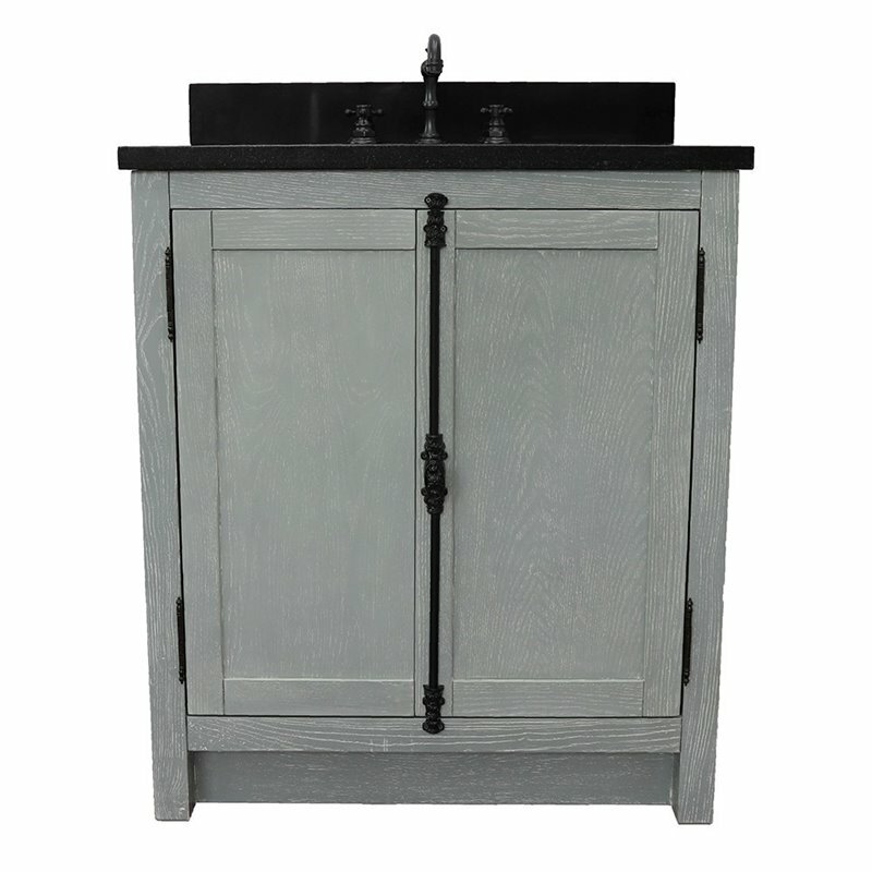 Plantation 31″ Solid Wood Single Rectangle Sink Vanity in Gray Ash/Black
