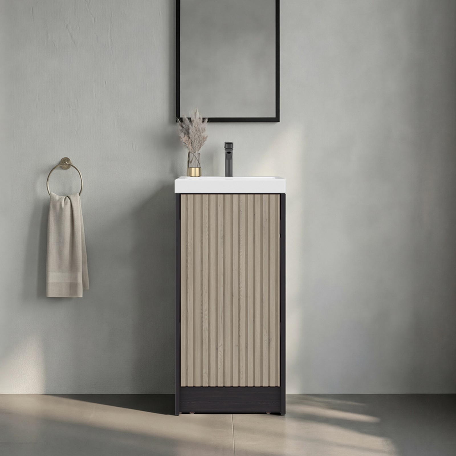 Bathroom Storage Cabinet 32″H Black Wengue Modern One Door