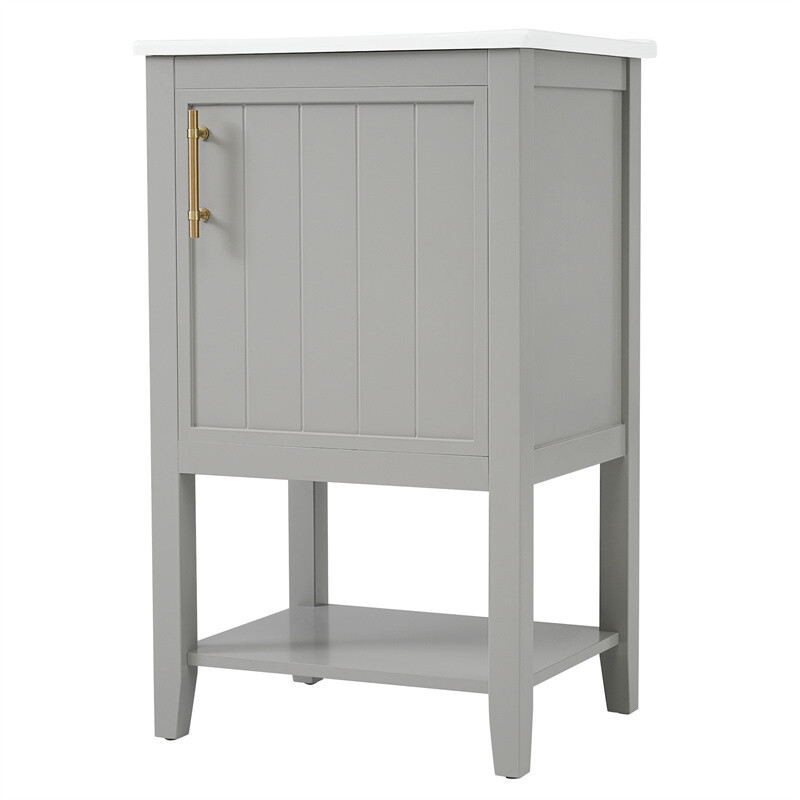 20″ Bathroom Vanity with Sink Door Open Shelf Rack Freestanding Storage Cabinet