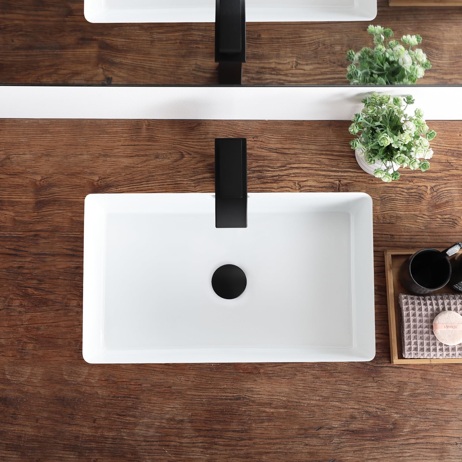 KDKSC 22 Inch Undermount Bathroom Sink Rectangular Undermount Sink White Cera…