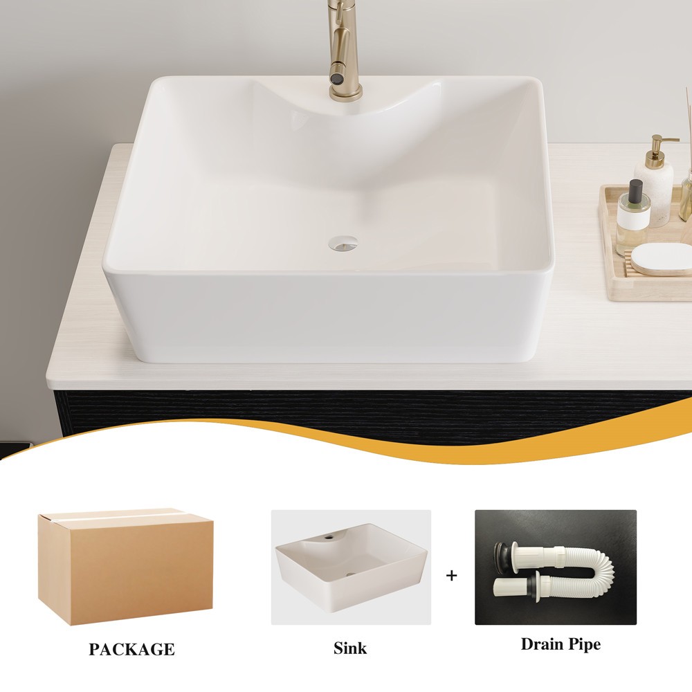 36″ Wall Mounted Bathroom Vanity with Sink, Floating Vanity Cabinet, 2 Drawers
