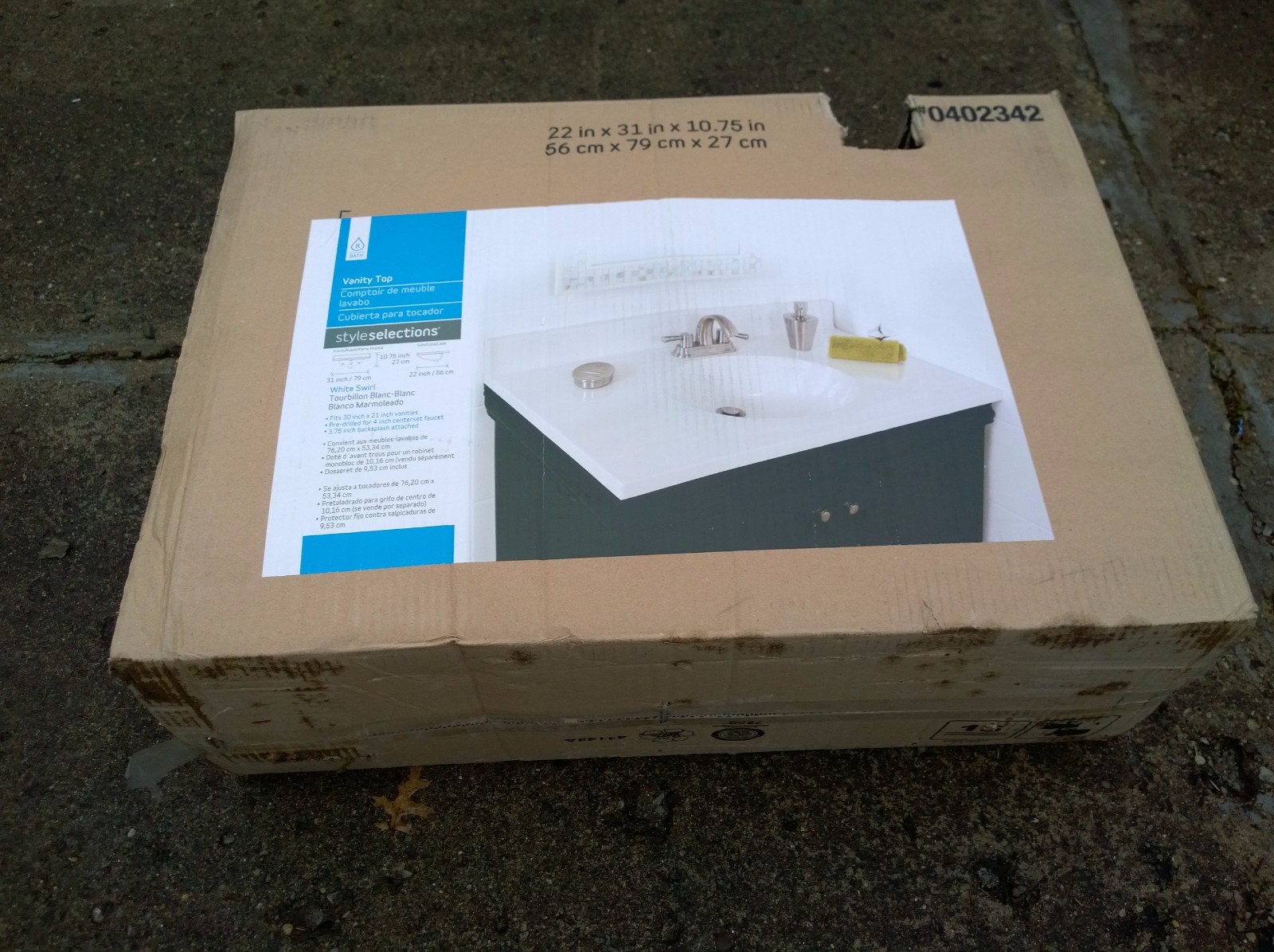 NIB Nice Bathroom White Cultured-Marble VANITY TOP w/ SINK 31″W x 22″D