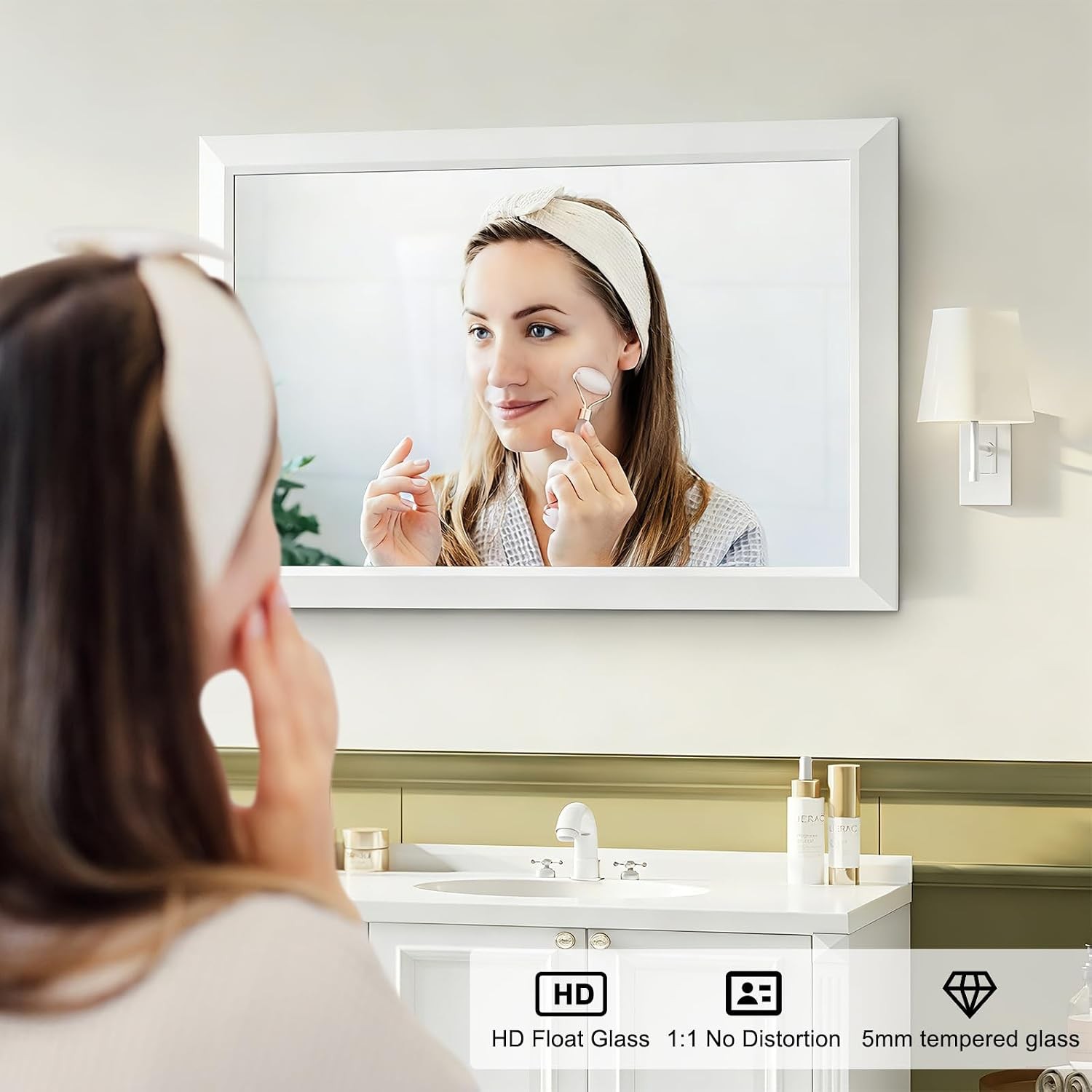 Bathroom Wall Vanity Mirror for Over Sink(White,24x36Inch)