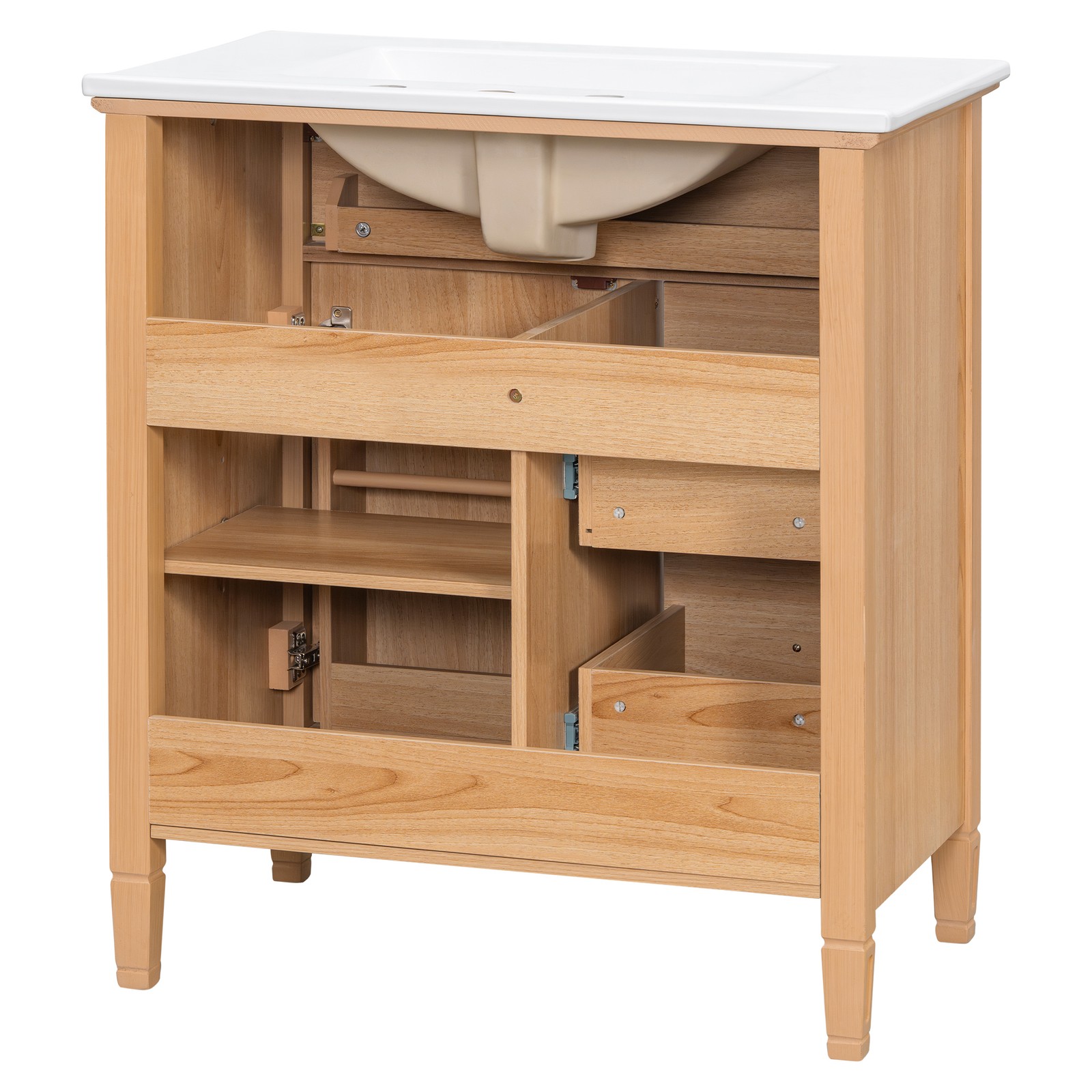 30″ Bathroom Vanity with Sink, Cabinet, Drawers, Solid Wood & MDF