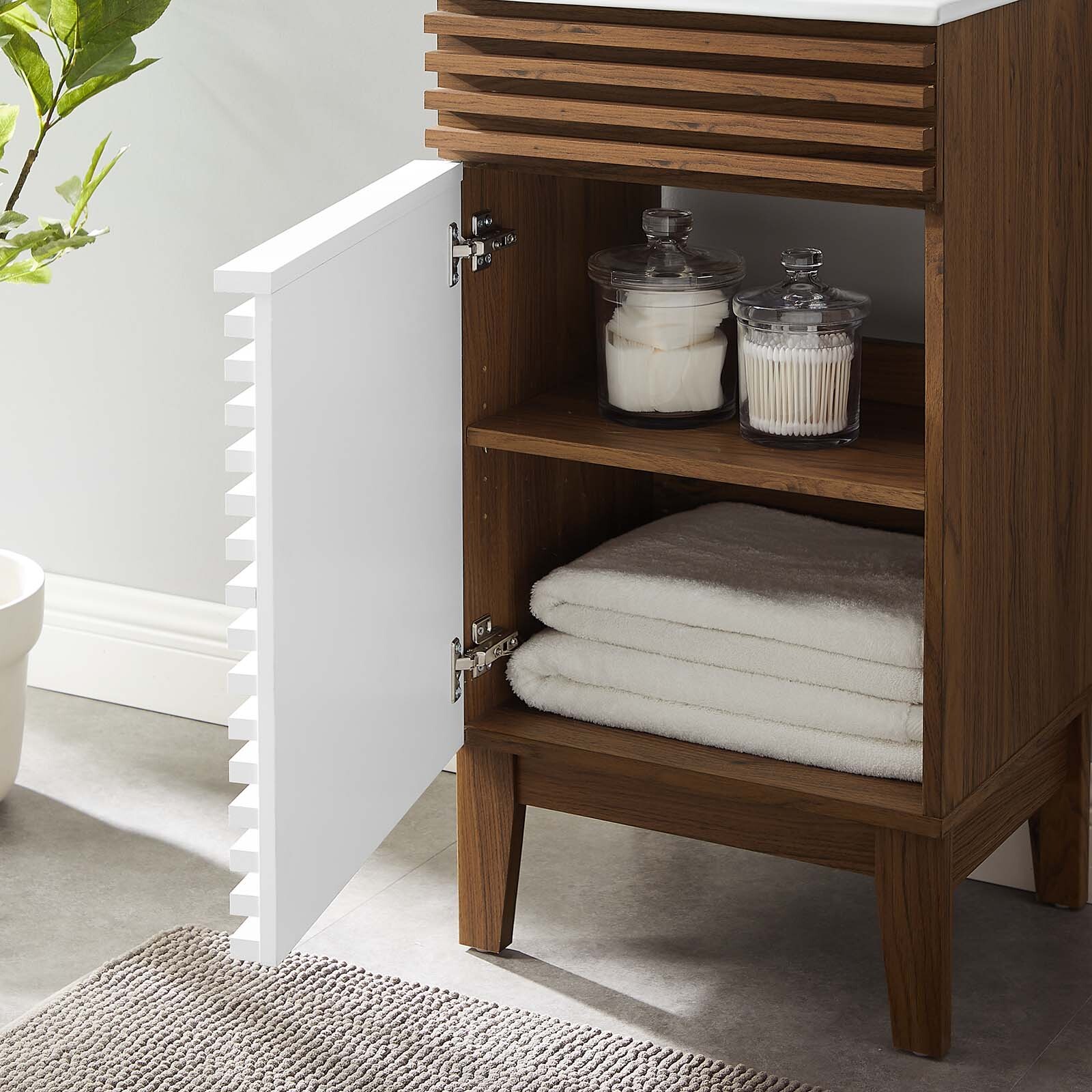 Modway Render 18″ Bathroom Vanity With Sink in White Walnut White