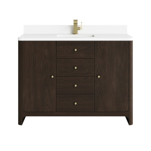 48″ James Martin Gracyn D125-V48-SBL-3WZ Vanity Cabinet White Zeus Quartz Top