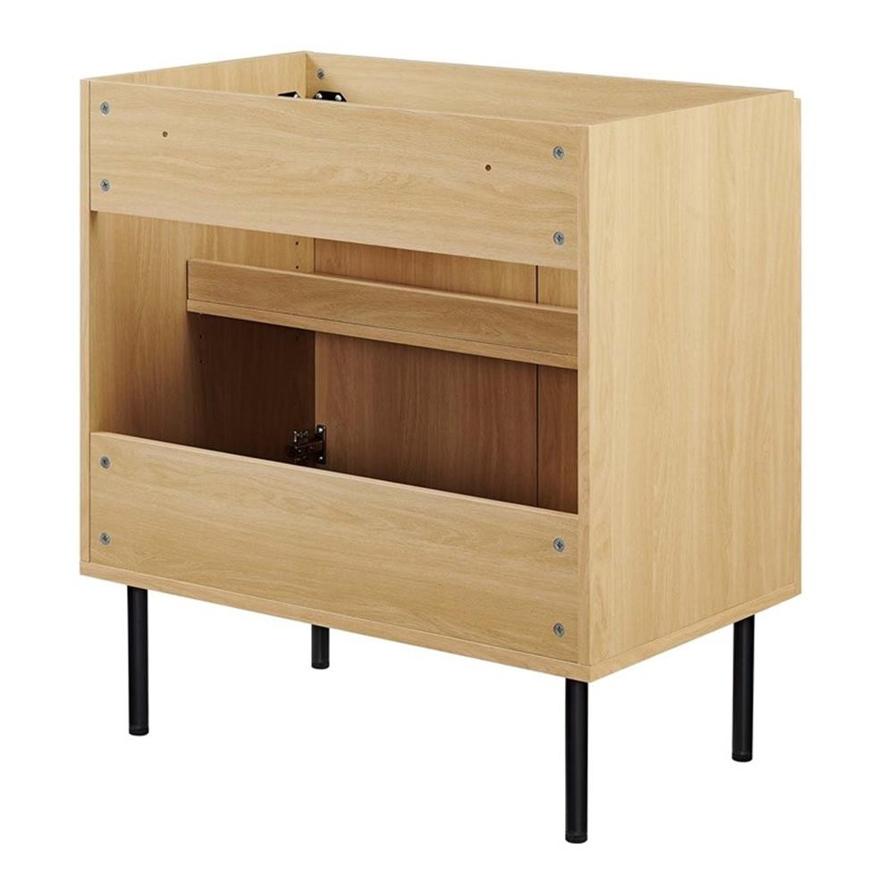 Modway Chaucer 30″ Wood & Rattan Bathroom Vanity Cabinet in Oak