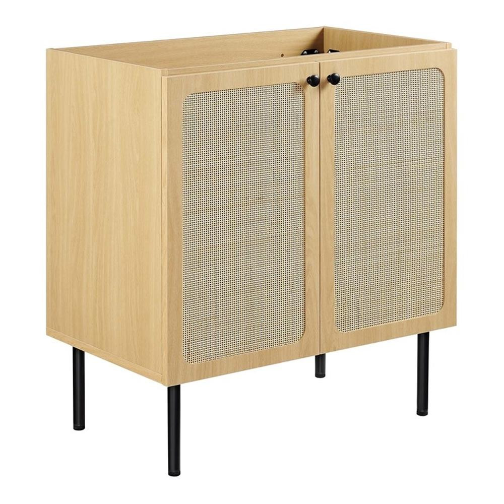 Modway Chaucer 30″ Wood & Rattan Bathroom Vanity in Oak/White