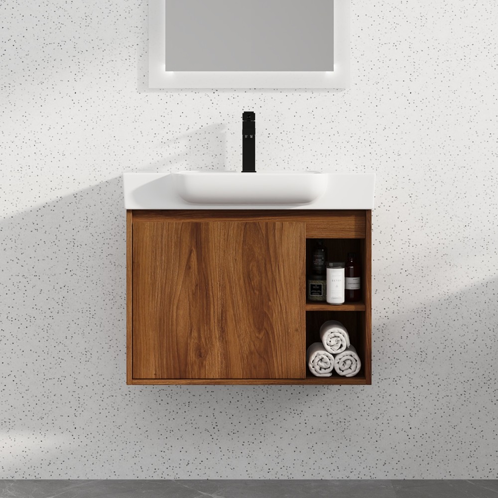 24″ 28″ Wall Mounted Bathroom Vanity with Sink, Floating Vanity Cabinet, Shelves