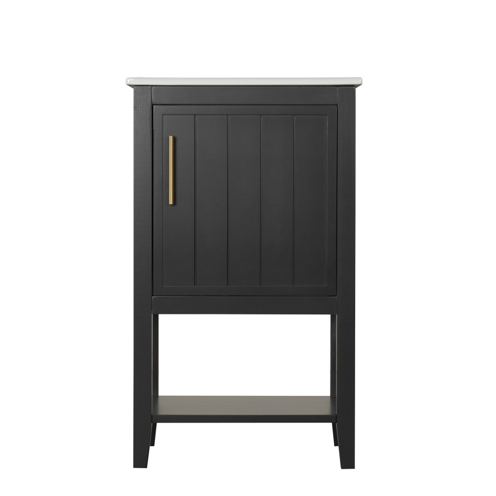 20″ Bathroom Vanity with Sink, Bathroom Cabinet with Storage Rack and Open Shelf