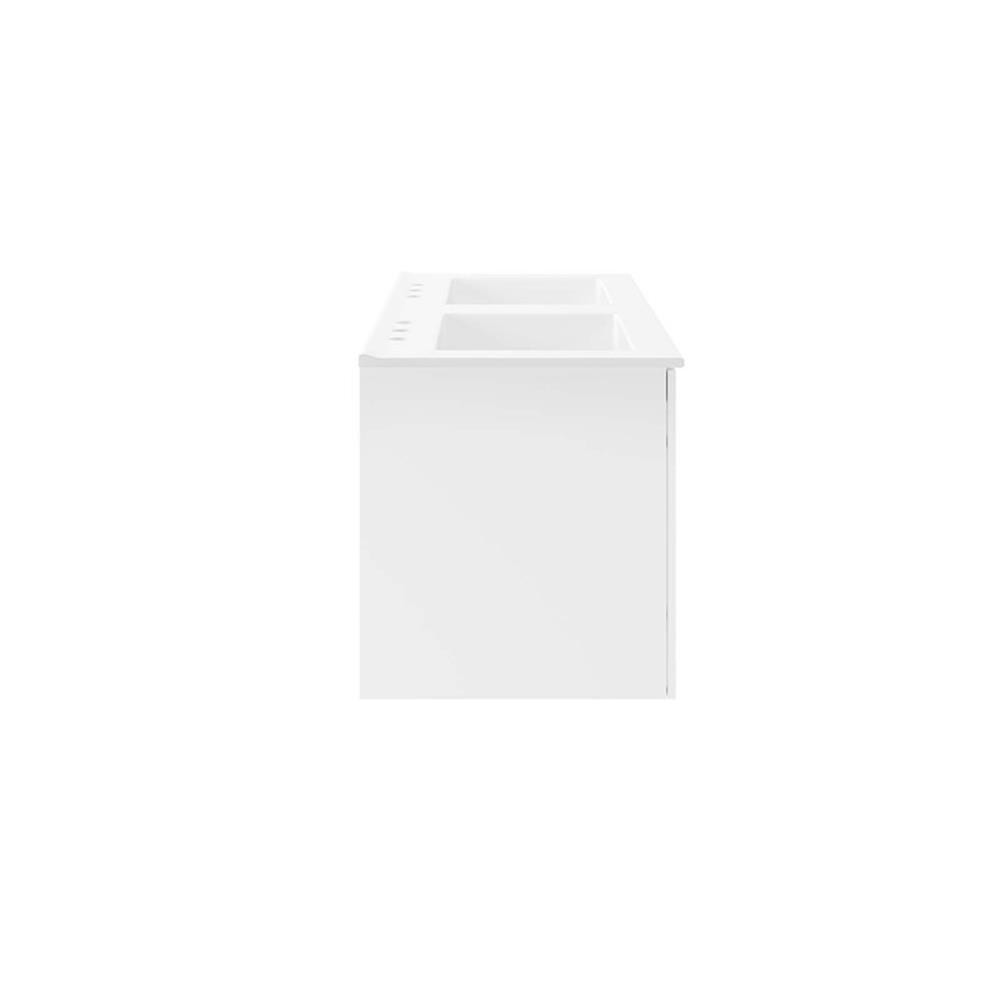 Pemberly Row Modern Wood/Ceramic Double Sink Bathroom Vanity in White