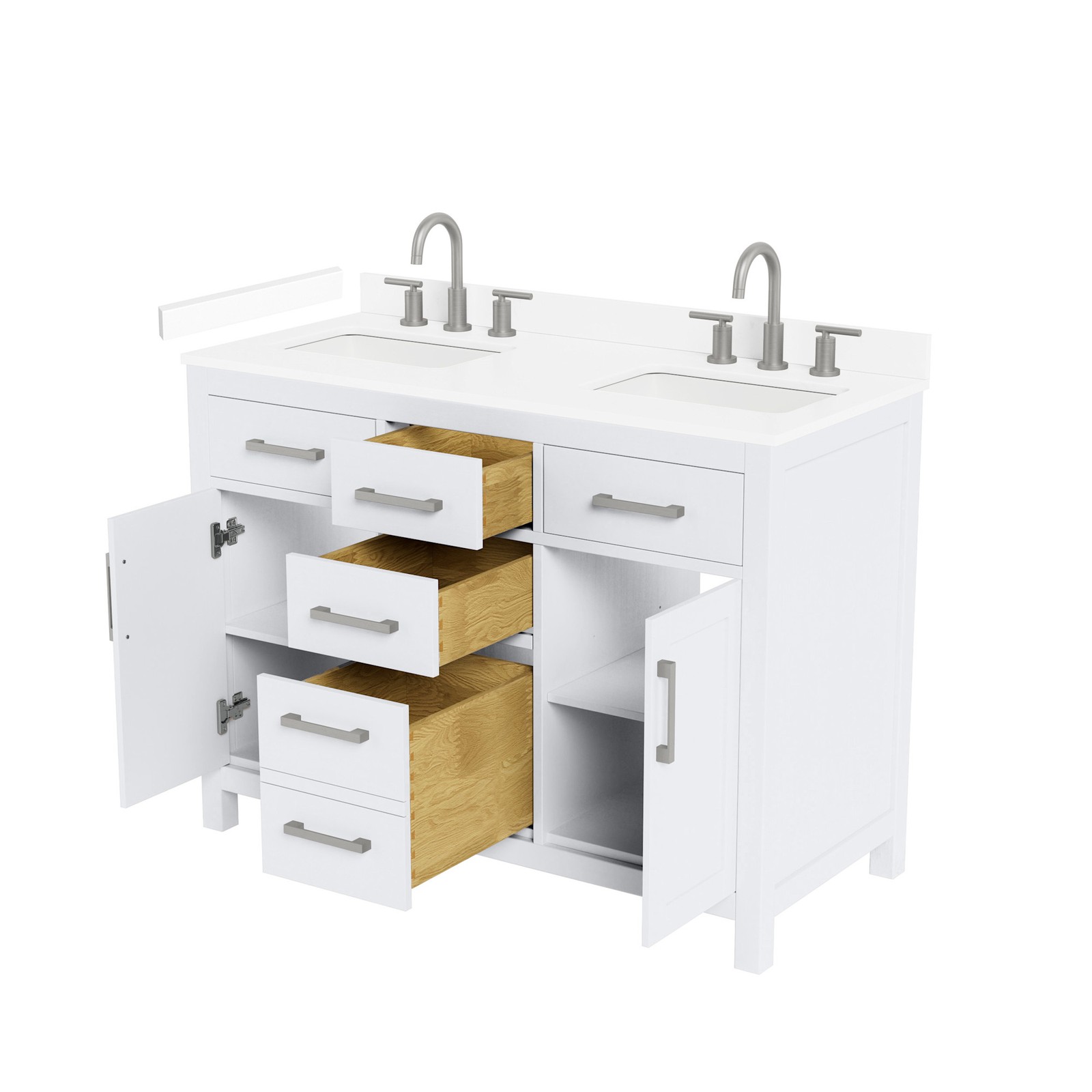 Wyndham Collection WCG242448D-VCA3-US3MXX Beckett 48″ – White / Carrara Cultured