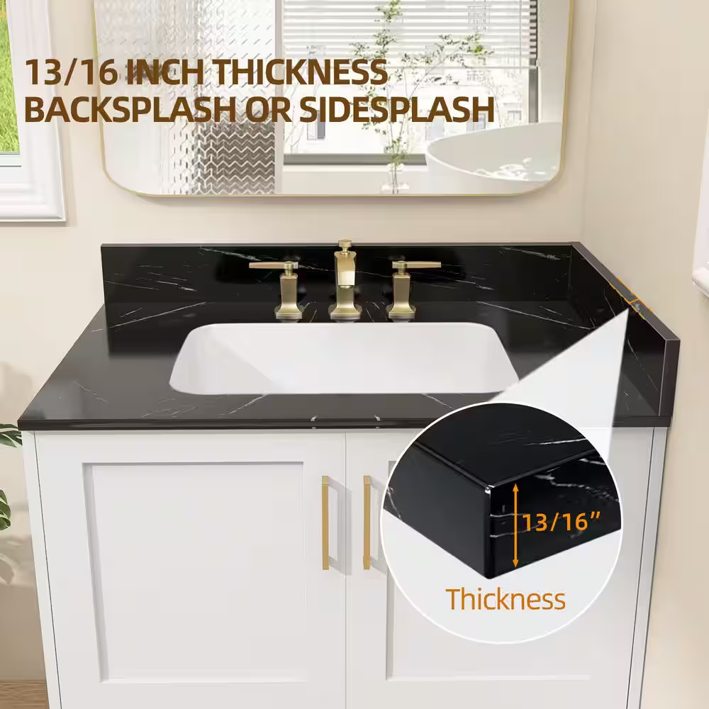 21 In. W Marble Vanity Sidesplash for Countertop Threshold for Shower Curb Windo