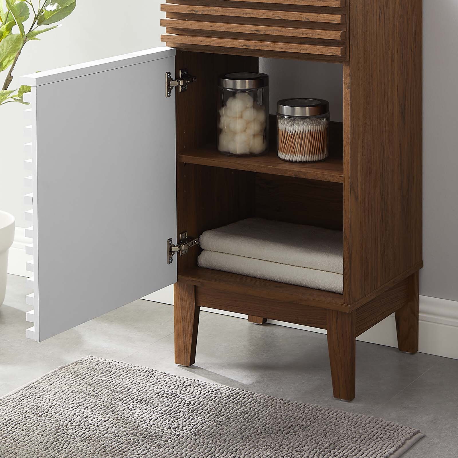 Modway Render 18″ Bathroom Vanity in White Walnut – Sink Basin Not Included