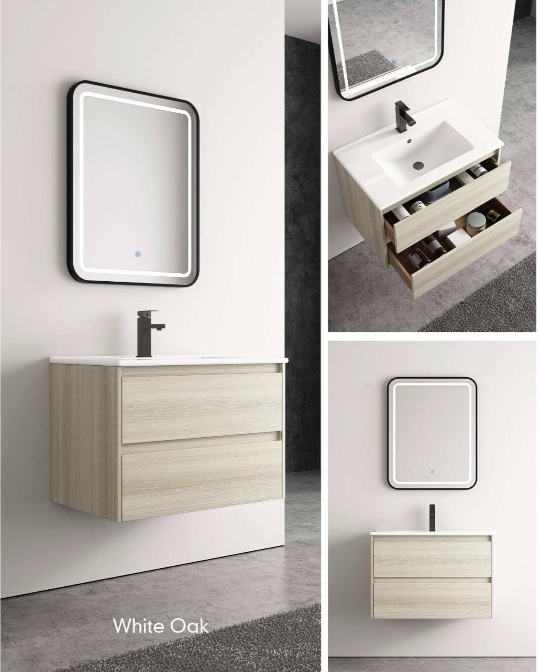 Floating Plywood Bathroom Vanity 30″ (Without Sink)