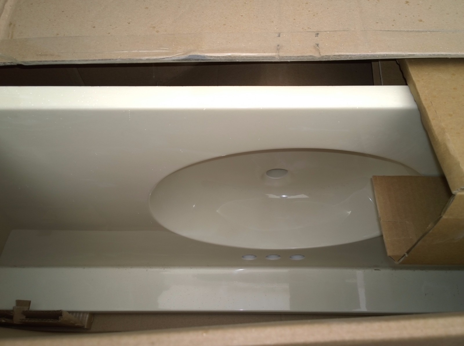 NIB Nice Bathroom White Cultured-Marble VANITY TOP + SINK 49″W x 22″H
