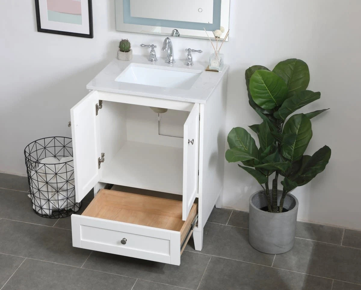 Elegant Decor – VF18024WH – 24 inch Single Bathroom Vanity in White