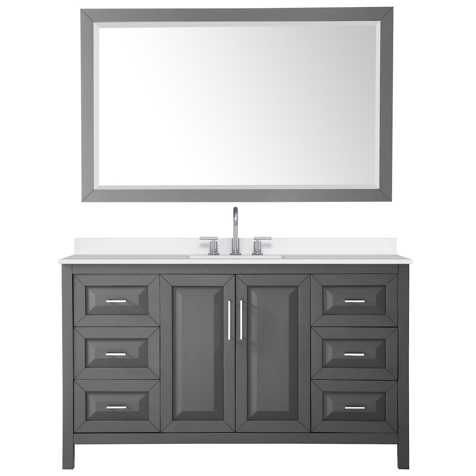 Wyndham Collection WCV252560S-QTZ-US3M58 Daria 60″ – Dark Espresso / White