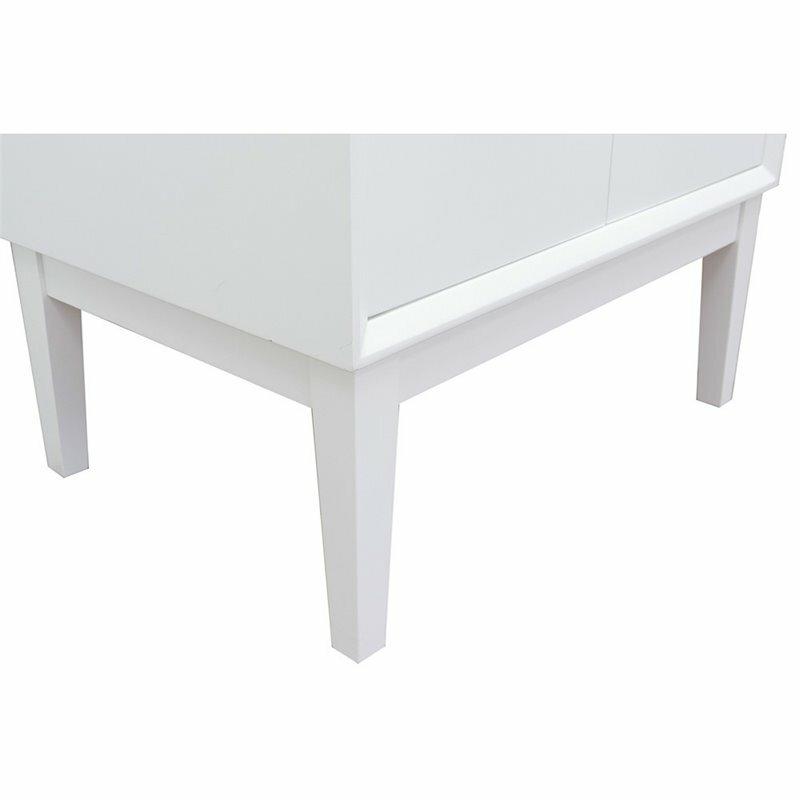 Stora 31″ Single Oval Sink Vanity with Gray Granite Stone Top in White