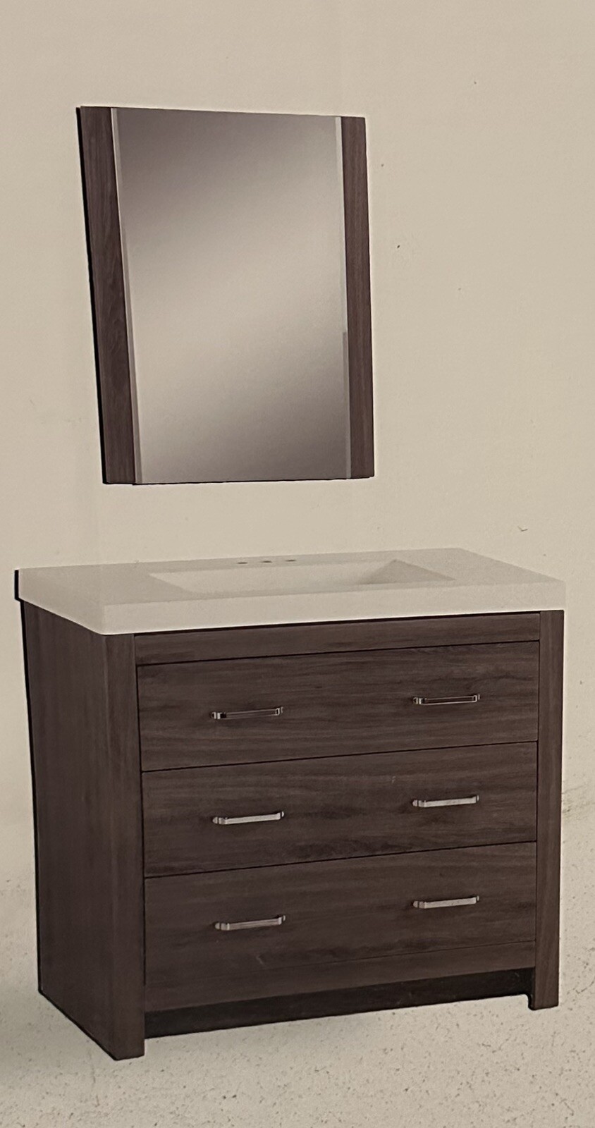 Glacier Bay 36” Vanity Combo With White Sink & Matching Mirror Bathroom Cabinets
